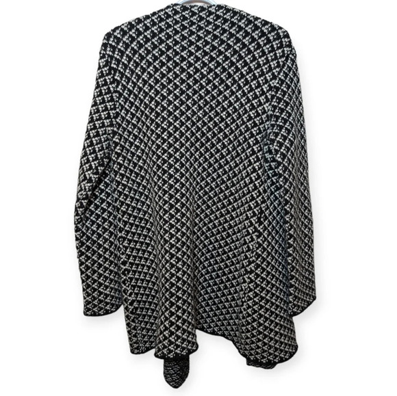 RW&Co Black & White Wool Blend  Open Front Cardigan Sweater Woman's Large - Picture 2 of 9